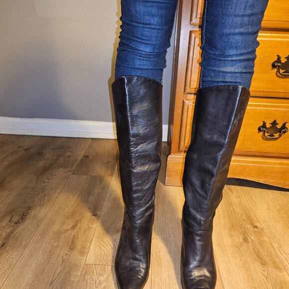Vintage Nine West Knee High Women's Black Leather Boots - Picture 7 of 9